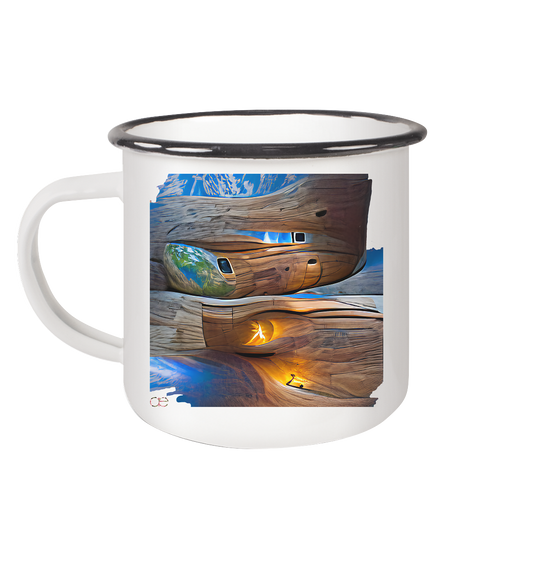 Ai Earth Perspective - Emaille Tasse (Black)