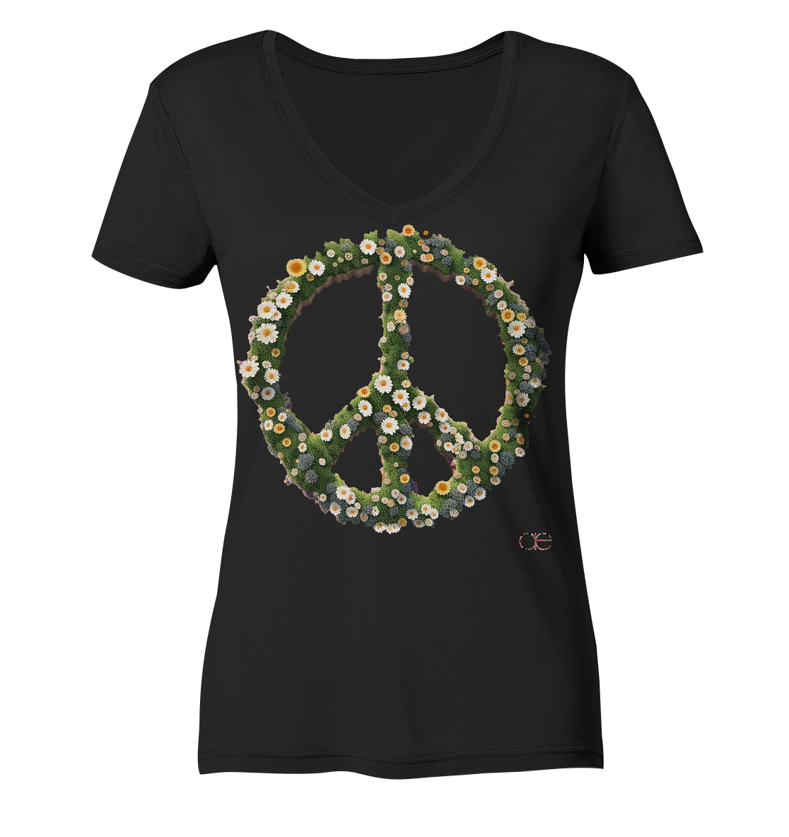 Peace Flower - Ladies Organic V-Neck Shirt
