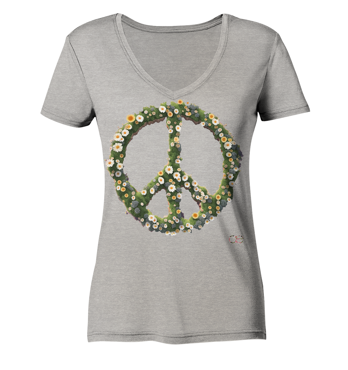 Peace Flower - Ladies Organic V-Neck Shirt