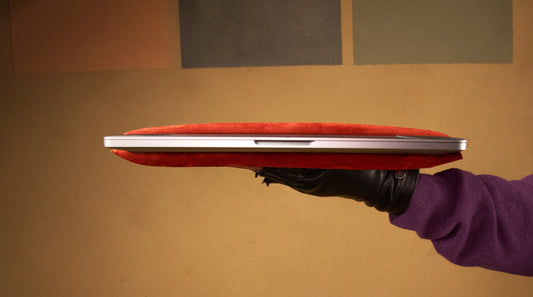 Macbook Sleeve - Red Velour Leather