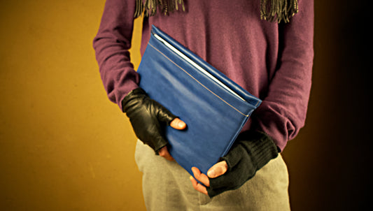 Macbook 13` Sleeve High-End-Leather - Blue