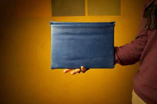 Macbook 13` Sleeve High-End-Leather - Blue